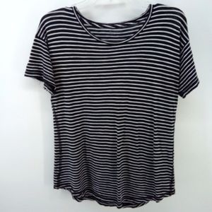 ⭐3/$30 Madewell 100% cotton black white stripe Tee S Holiday 2016 Exposed Stitch